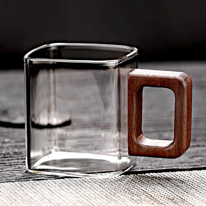 Modern tumbler with walnut handle design