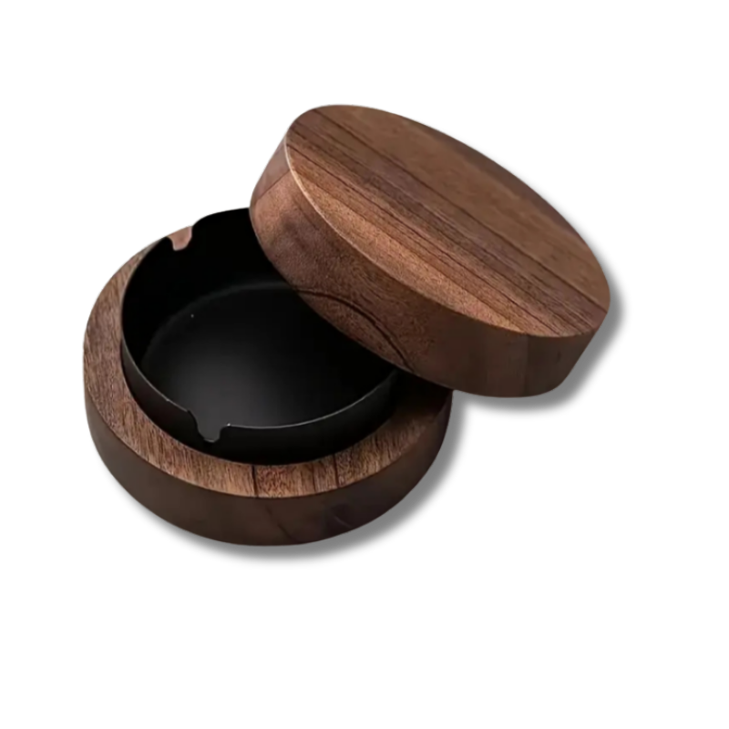 Heat-resistant walnut ashtray with removable insert