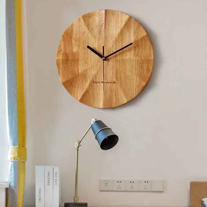Silent 12-inch wooden wall clock for home decor