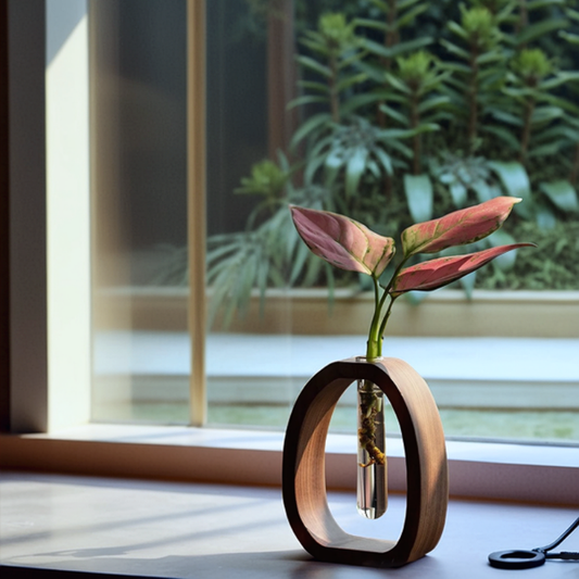 Walnut vase with creative wood design