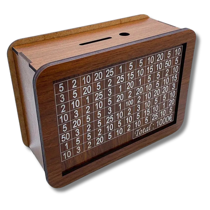 Wooden piggy bank 1000€