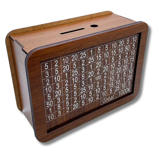 Wooden piggy bank 1000€