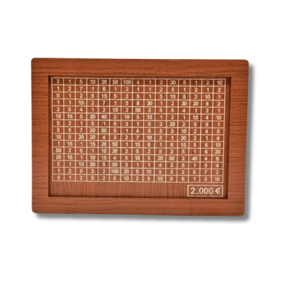 Wooden piggy bank 2000€