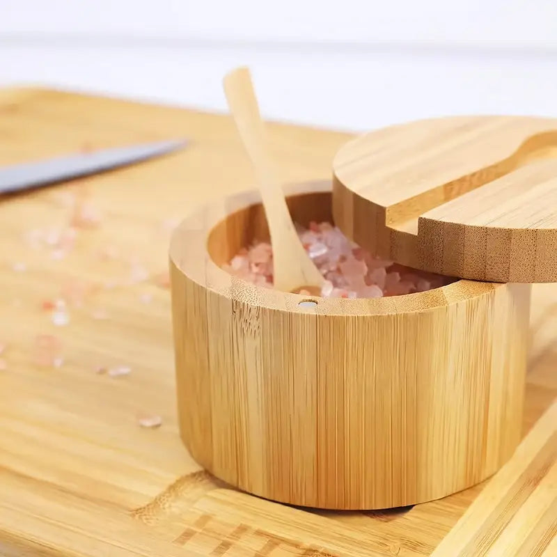 Natural bamboo spice container for kitchen decor