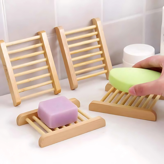 Durable wooden soap dish made from chemical-free bamboo