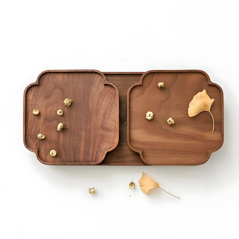Black walnut pot holder with Chinese pastoral style