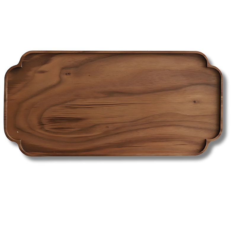 12-inch black walnut tea tray with storage tray