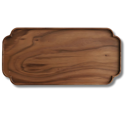 12-inch black walnut tea tray with storage tray