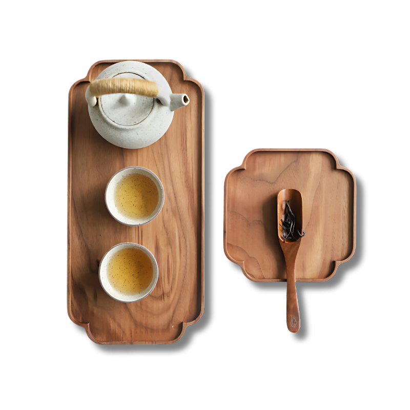 Black walnut tea tray with rectangular design
