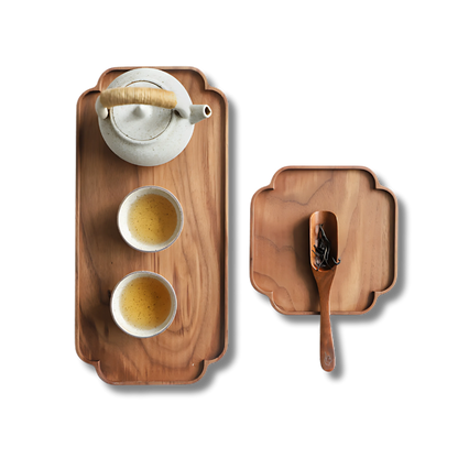 Black walnut tea tray with rectangular design