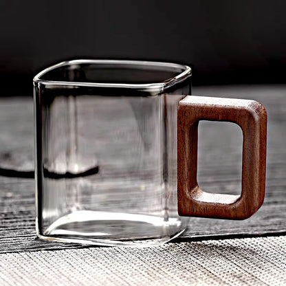 Modern tumbler with walnut handle design