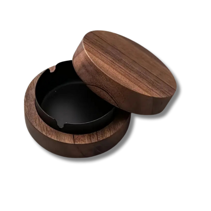 Heat-resistant walnut ashtray with removable insert