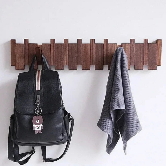 12-inch walnut coat rack with piano key design