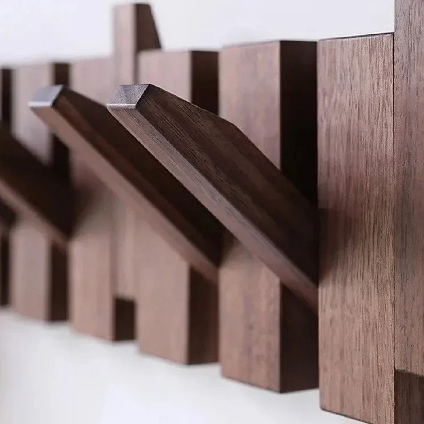 Wall-mounted walnut coat rack for hats and accessories