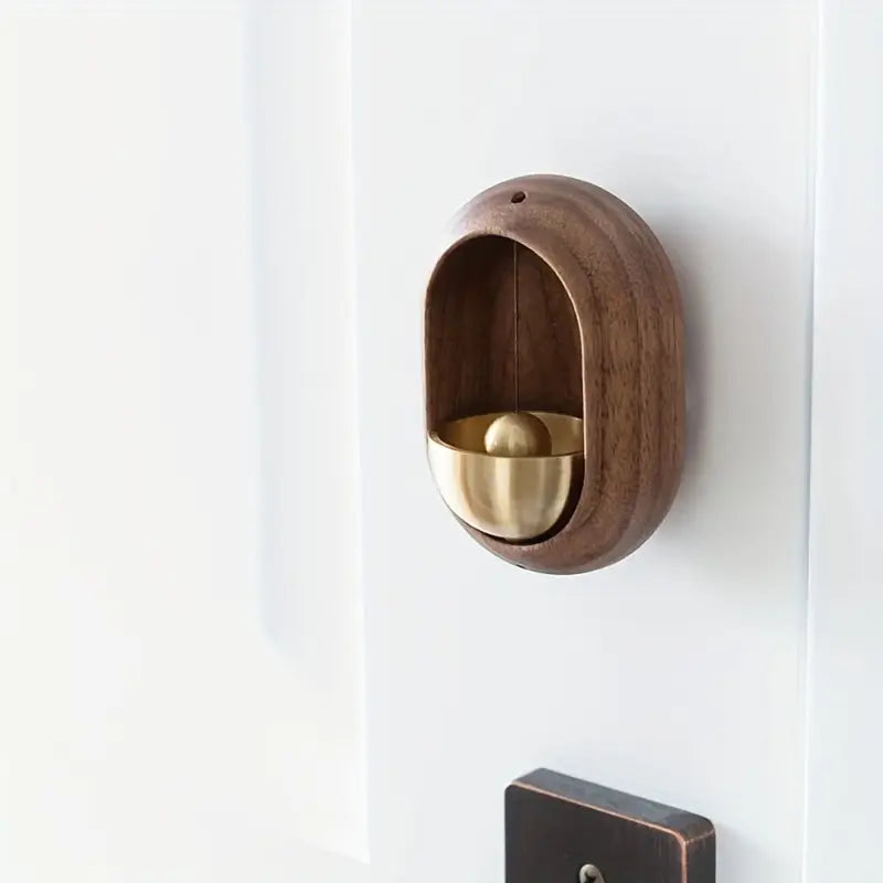 Minimalist walnut door bell for home or shop entrance