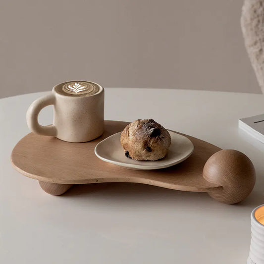Natural wooden tray for living room or bedroom decor