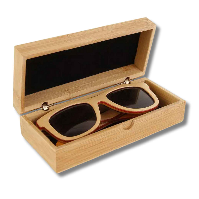 Wooden glasses case with durable bamboo in chocolate color