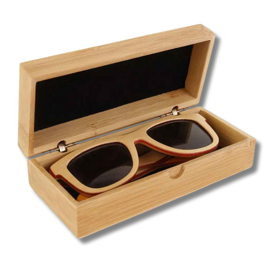 Wooden glasses case with durable bamboo in chocolate color