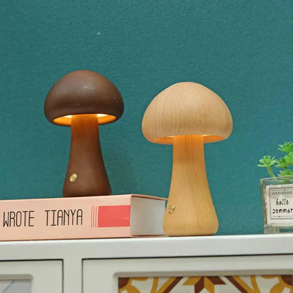 6.5-inch bamboo mushroom lamp with warm LED light
