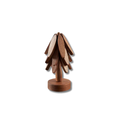 Natural wooden tree-shaped coaster for dining table safety