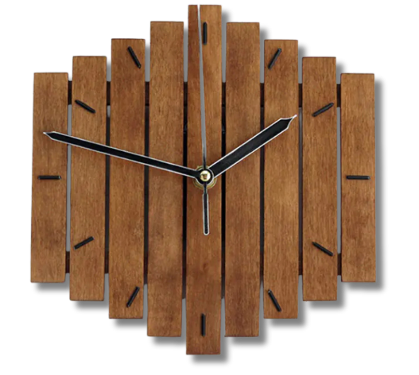 Wooden traditional wall clock with brown finish