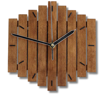 Wooden traditional wall clock with brown finish