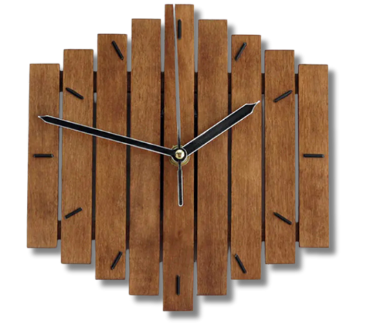 Wooden traditional wall clock with brown finish